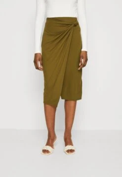 Anna Field Front Knot Midi Skirt - Falda De Tubo - Khaki